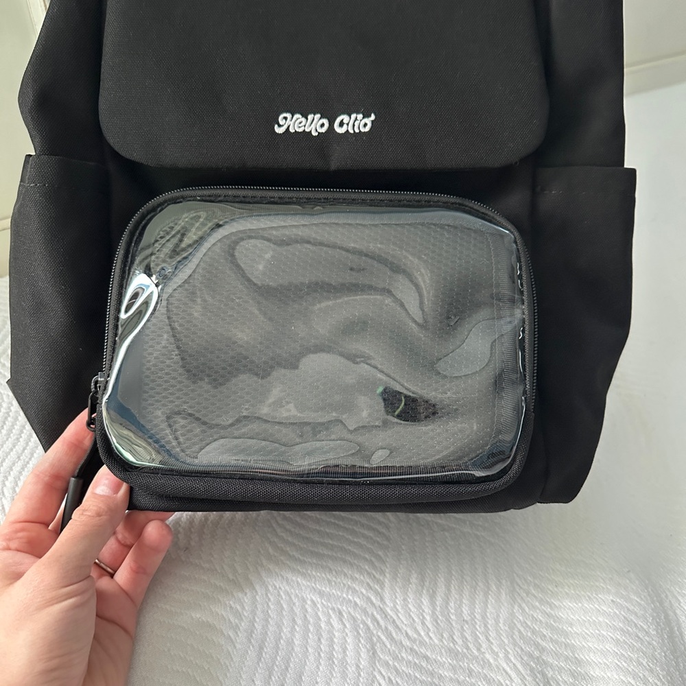 Black Backpack with Clear Pocket